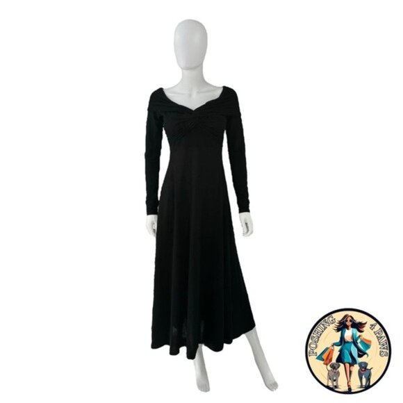 Moon River NEW Black Off the Shoulder Long Sleeve Jersey Knit Maxi Dress Size M - Picture 4 of 11